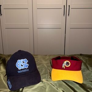 Two Hat Lot Redskins Washington Redskins Visor and UNC Carolina Hat One Size